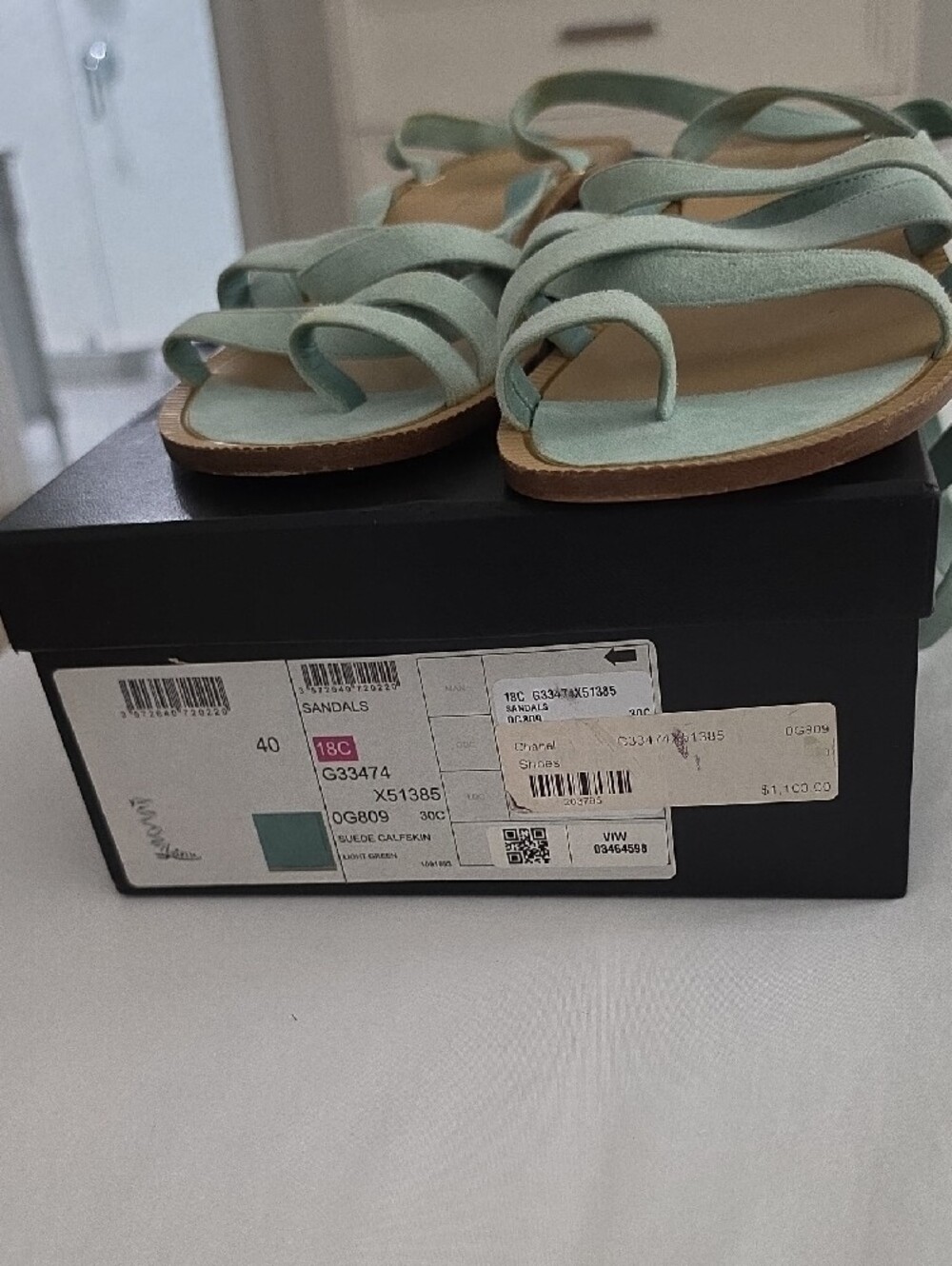 Authentic CHANEL Pale Green Lace-Up Gladiator Sandals. - Picture 8 of 8
